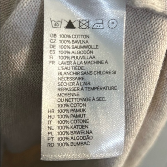 H&M Cream Sweater w/ Faux Suede Elbow Patches - Size Medium - 100% Cotton - Picture 4 of 7